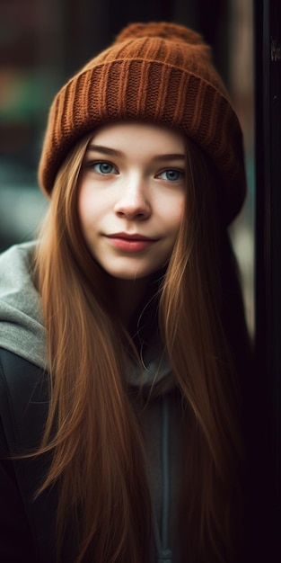 Una ragazza con un cappello