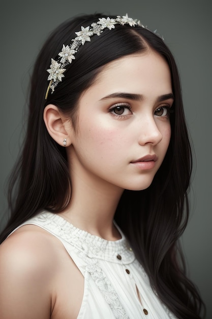 Una ragazza con un fiore tra i capelli