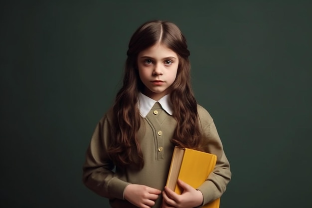 Una ragazza con un libro in mano tiene in mano un libro.