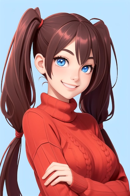 Una ragazza con un maglione rosso