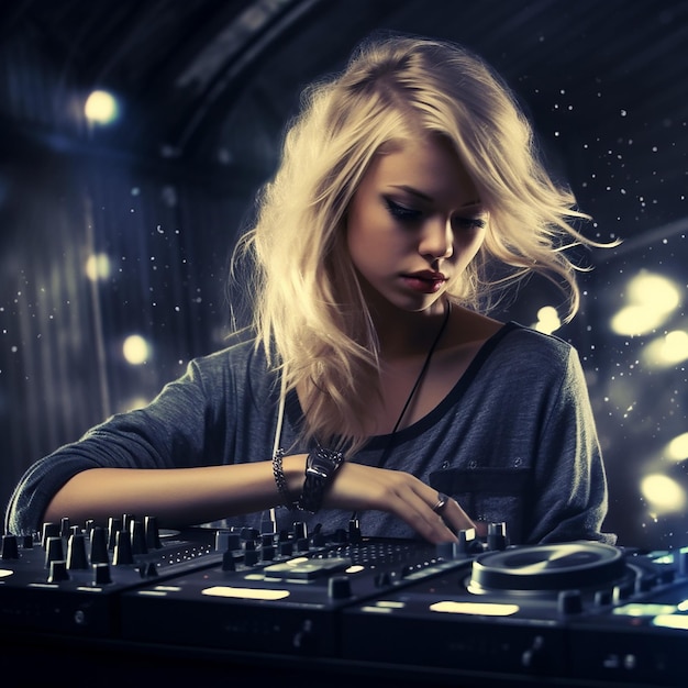 una ragazza dj che suona la musica