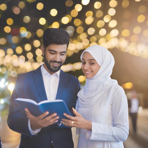 una ragazza e un ragazzo di buon umore per l'Eid ul Fitr