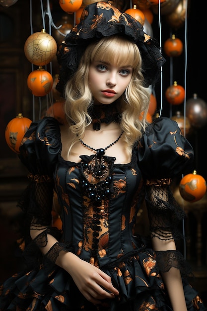 Una ragazza in un costume di Halloween