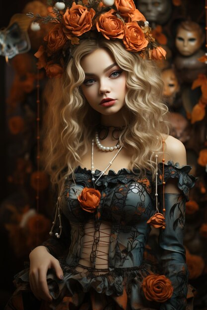 Una ragazza in un costume di Halloween
