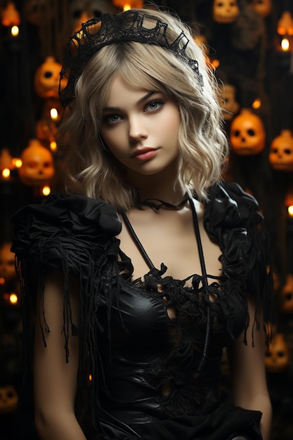 una ragazza in un costume di halloween