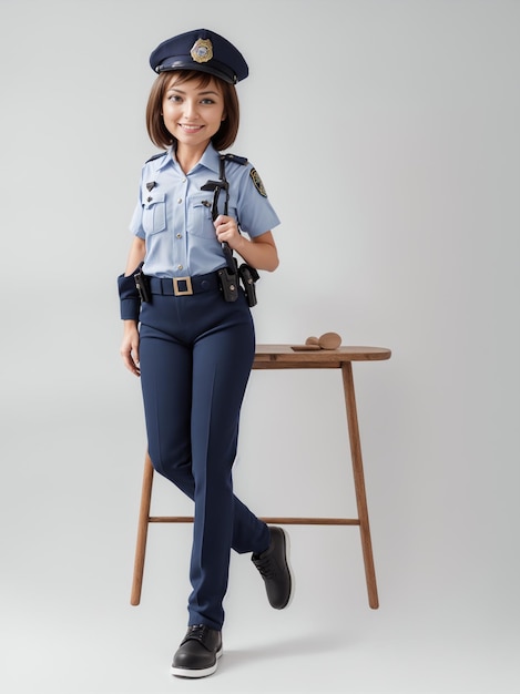 una ragazzina in uniforme di polizia