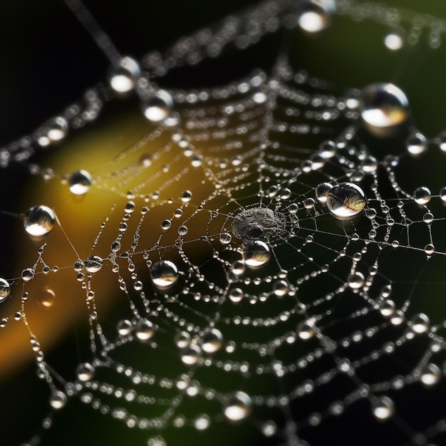 Una ragnatela con gocce d'acqua su di essa