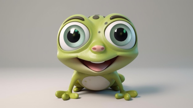 Una rana con grandi occhi e un grande sorriso stampato in faccia