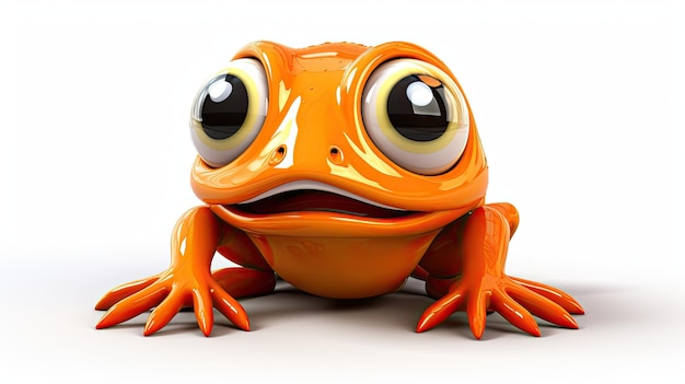 una rana con la faccia e gli occhi gialli e uno sfondo bianco e nero.