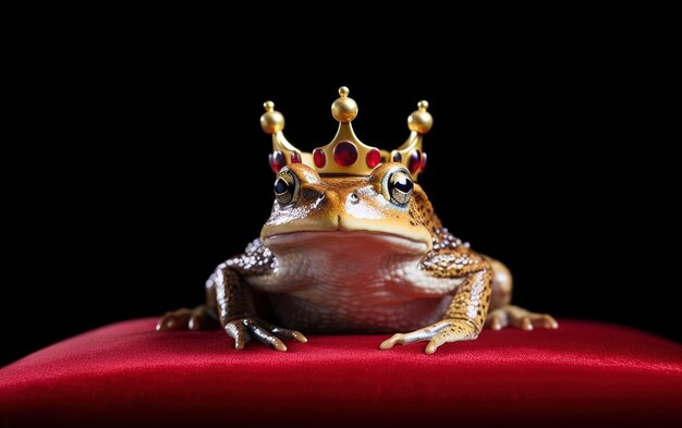 una rana con una corona sulla testa