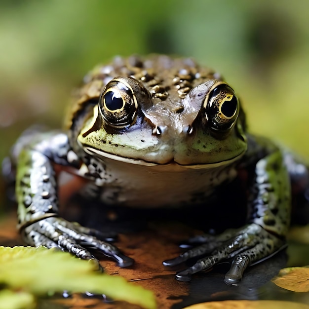 una rana selvatica con gli occhi grigi generata dall'intelligenza artificiale