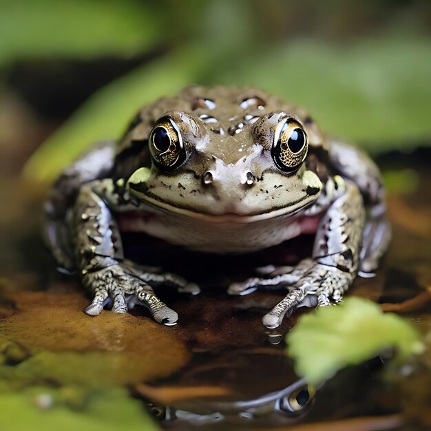 una rana selvatica con gli occhi grigi generata dall'intelligenza artificiale