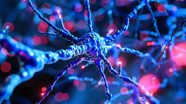 Una rappresentazione 3D di un neurone, l'unità funzionale di base del sistema nervoso