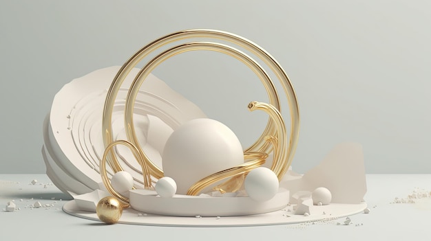 Una rappresentazione 3d di una palla bianca e di una sfera bianca su un tavolo.