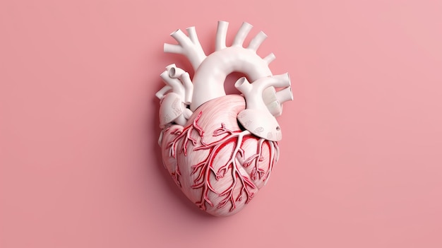 una rappresentazione bianca del cuore umano sovrapposta su uno sfondo rosa