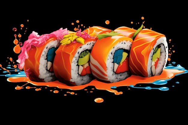 Una rappresentazione colorata PopArt Sushi di Sushi Roll