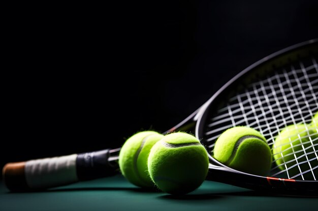 Una ripresa di una racchetta da tennis e di una palla da tennis generata da una rete neurale