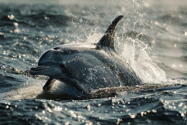 Una ripresa dinamica di un delfino di Rissos che infrange l'ai generativo s