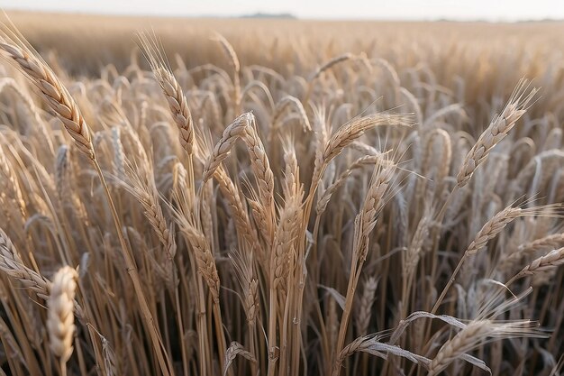 Una ripresa ravvicinata dei rami di grano secchi e congelati nel campo