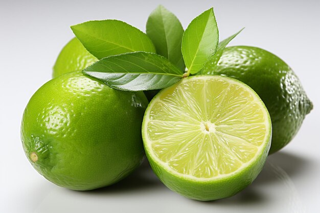 Una ripresa ravvicinata di Lime su sfondo bianco