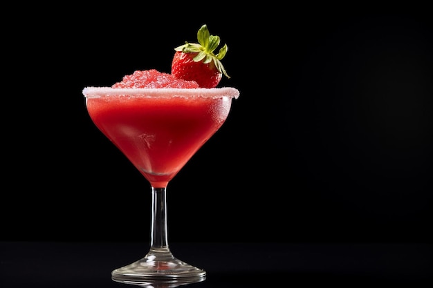 Una ripresa ravvicinata di una fetta di fragola con semi e succo visibili