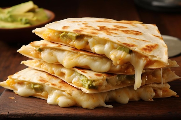 Una ripresa ravvicinata di una quesadilla che viene croccante alla perfezione