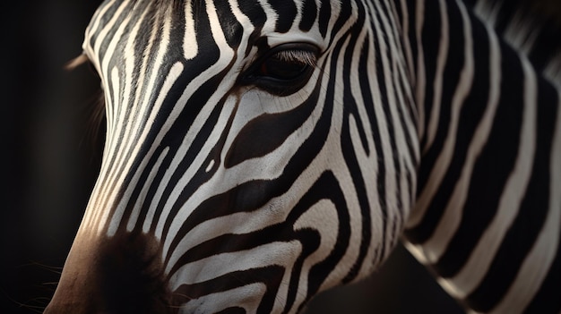 Una ripresa ravvicinata di una zebra, un animale selvaggio.