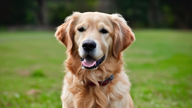 Una ripresa selettiva di un adorabile golden retriever all'aperto