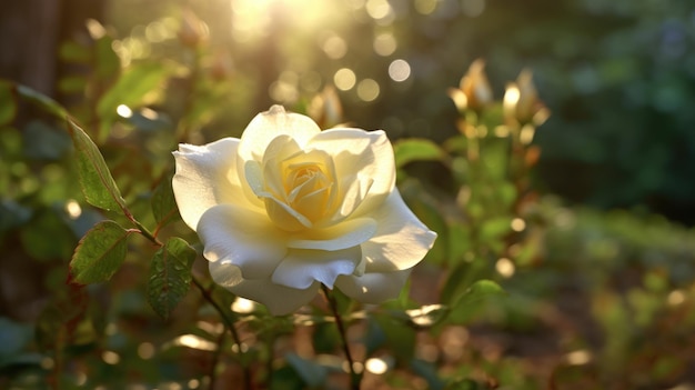 Una rosa bianca in giardino