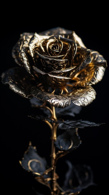 Una rosa d'oro con sopra la parola amore
