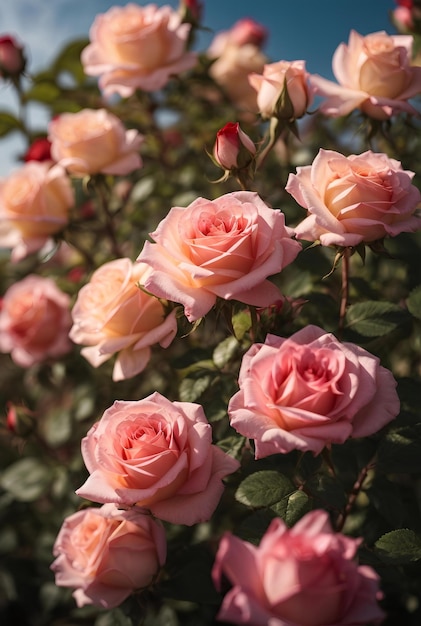 Una rosa dolce in fiore con sfondo solare