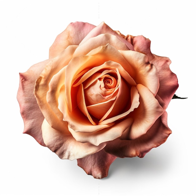 Una rosa è mostrata con uno sfondo bianco