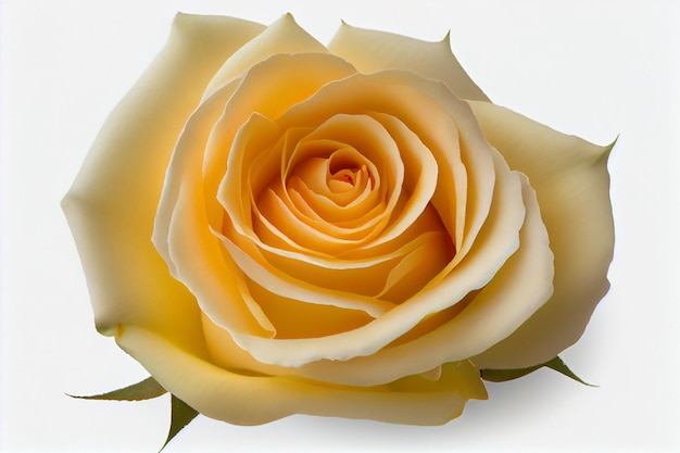 Una rosa gialla è mostrata su uno sfondo bianco.