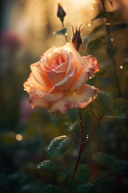 Una rosa nella luce del mattino