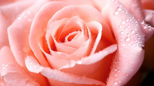 Una rosa rosa con gocce d'acqua su di essa