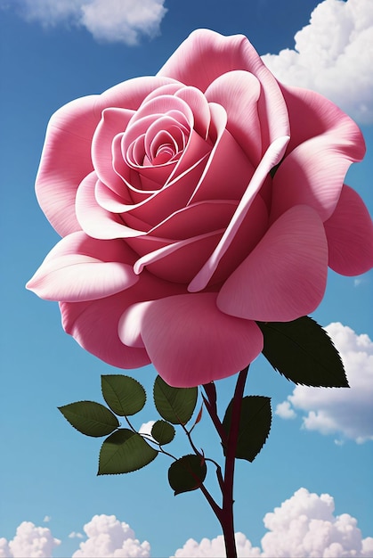 Una rosa rosa contro un cielo blu