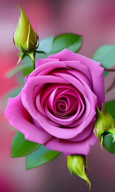 Una rosa rosa è davanti a uno sfondo rosso.
