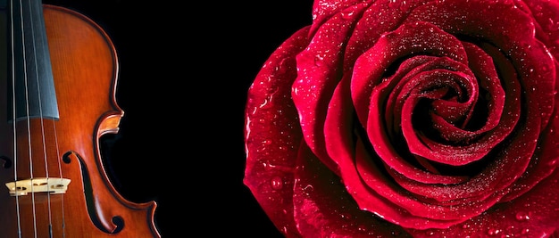 una rosa rossa con gocce di pioggia