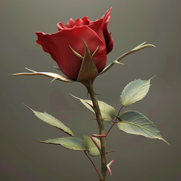 una rosa rossa con il numero 4 sopra