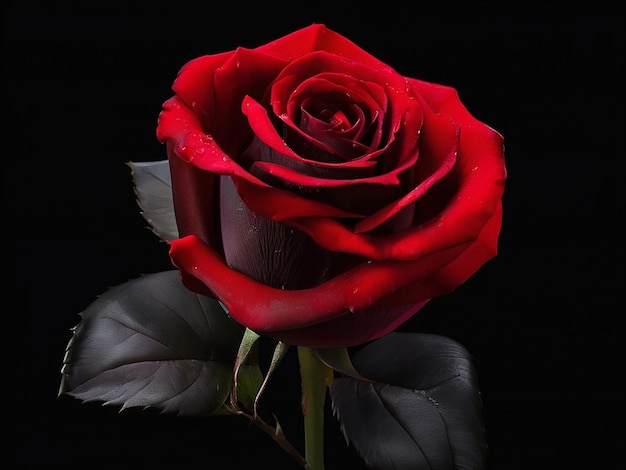 una rosa rossa con sfondo nero e uno sfondo nero