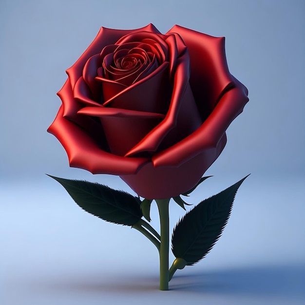 Una rosa rossa con uno stelo verde e una rosa rossa sopra.