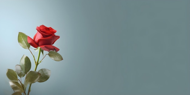 Una rosa rossa in un vaso su uno sfondo bianco