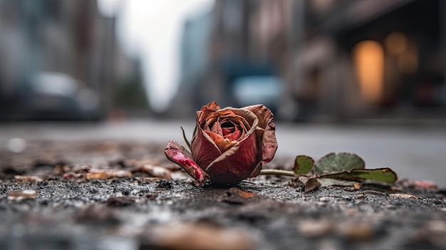 Una rosa spezzata per strada