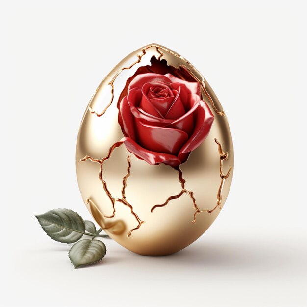 Una rosa sta spuntando da un uovo con un buco