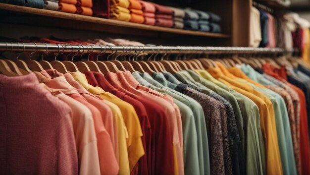 Una scaffalatura di vestiti colorati
