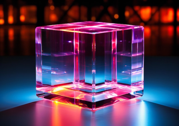 Una scatola acrilica con illuminazione al neon