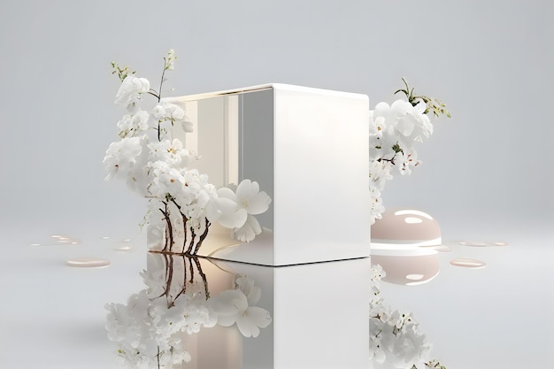 Una scatola bianca con sopra un fiore bianco