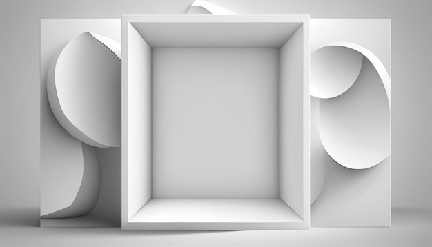 Una scatola bianca con un motivo circolare al centro.