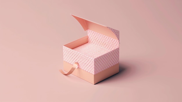 una scatola con un nastro rosa su di essa
