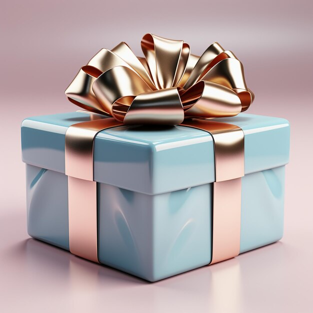 Una scatola da regalo vivace adornata da un arco e un nastro ben legati su uno sfondo colorato